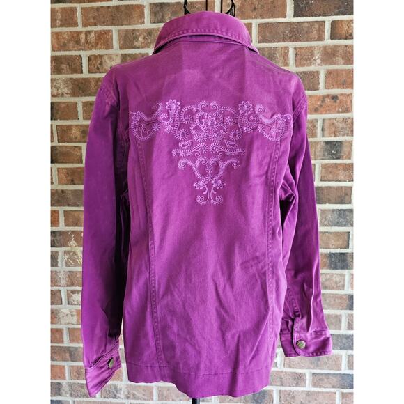 TRILLLOGY by Morning Sun Western Embroidered Pink Shacket Jacket Large Craft DIY - Picture 2 of 8